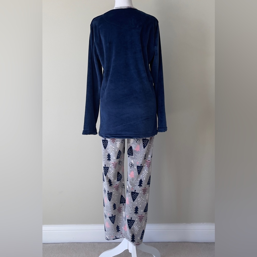 Navy Blue Surprise Gift Women’s Long Sleeve Cozy Velvet Pajama set Size Small - Picture 5 of 7